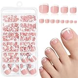 LunarCharm 120 pièces ongles à presser Dark Nude, ongles de pieds à coller avec languettes adhésives, faux ongles de pieds Dark Nude à presser et coller