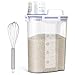 Uppetly Rice Airtight Dry Food Storage Containers, BPA Free Plastic Storage Bin Dispenser with Pourable Spout, Measuring cup for Cereal, Flour and Baking Supplies, Include a Stainless Steel Whisk