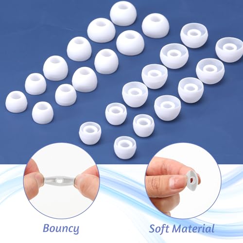 30 Pcs Silicone Replacement Earbud, Ear Buds Tips Headphone Earpads Soft Silicone Ear Tips Ear Bud Tips Replacement in S/M/L Sizes Earphone Cover Fit Most Headphones (White)