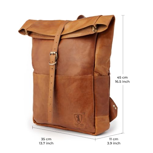 BERLINER BAGS Full Grain Leather Backpack For Men & Women Paris, Brown - Image 3