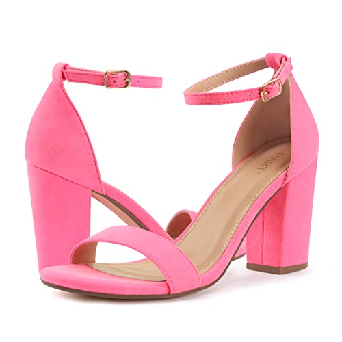 Image of PARTY Women's Chunky Block Heels Open Toe Ankle Strap 3 Inch Heeled Sandals Comfortable for Wedding and Prom