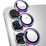 Galaxy S24 2024用 カメラ保護フィルム HILEGENER for Samsung サムスン S24 5G カメラフィルム レンズカバー アルミ合金 9H硬度 耐衝撃 ガラスレンズ保護フィルム 高透過率 露出オーバー防止 剝落防止 レンズ保護フィルム 簡単貼付 貼り付け補助ツール付き S24-多色