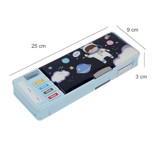 Image of DEOXY Plastic Multifunctional for Kids,Space for Boys,Pencil Box for Boys & Girls,Magnetic Pencil Box,Pop Up,Space Theme S for Kids-Brown (KBX-7069AT)