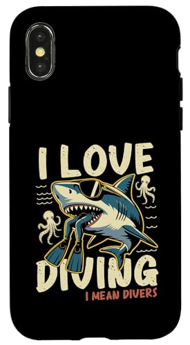 Funny Shark I love �_�C�r���O �V���m�[�P�����O �V���m�[�P���[ �X�L���[�o�_�C�o�[ �X�}�z�P�[�X iPhone X/XS �p