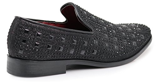 Image of SPK11 Men's Vintage Fashion Rhinestone Designer Dress Loafers Slip On Shoes Classic Tuxedo Dress Shoes