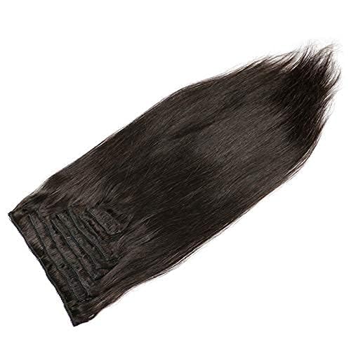 Silky Straight Clip in Human Hair Extension Brazilian Remy Clips on Hair Natural Black Straight Full Head Clip Hair For Black Woemn 100-150g (10inch 100grams, #4(Dark Brown))