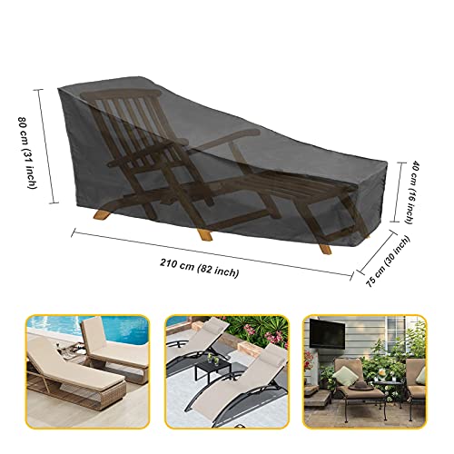 Agoobo 2 Pack Patio Chaise Lounge Cover, Waterproof & Uv Protection Durable Outdoor Back Patio Lounge Chair Cover, Furniture/Stack-Able Chairs Cover With Storage Bag #TOP2