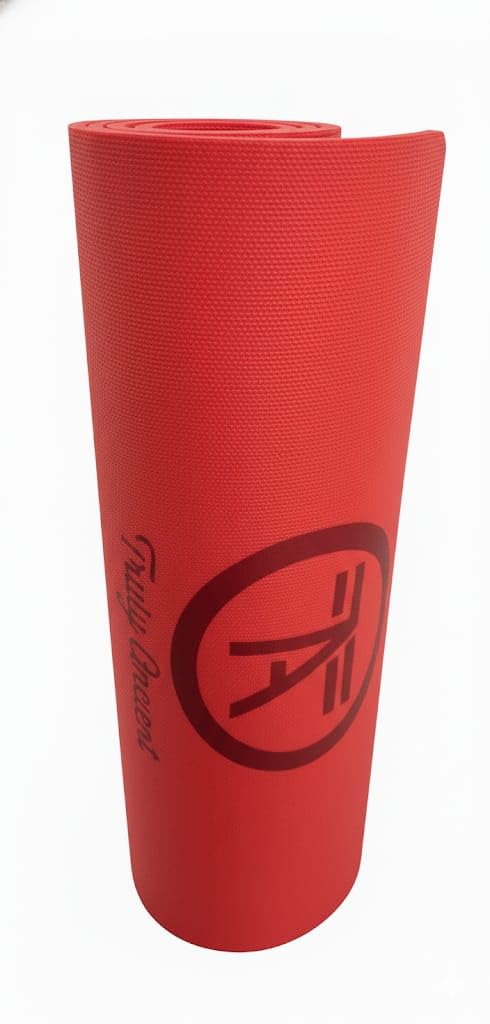 Truly Ancient, Eco friendly 8 mm Thick TPE Non-slip Yoga mat for High intensity work outs, Pilates, Sit-ups, Aerobics and Yoga. Excellent TPE material for cushioning your joints. Carrying Strap Included. (RED) by Truly Ancient LLC - Used condition - US$47.02