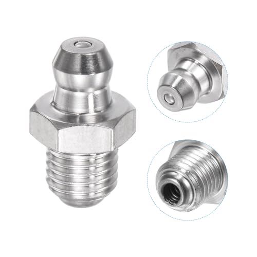 Image of uxcell 304 Stainless Steel Straight Grease Fitting M8 x 1mm Thread Hydraulic Grease Fitting Accessories, 15Pcs