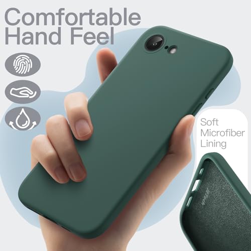 Image of JETech Liquid Silicone Cover Case for iPhone 17e (2026) / iPhone 16e, Silky Soft Touch Full-Body Protective Phone Case, Anti-Scratch Shockproof Cover with Microfiber Lining (Midnight Green)