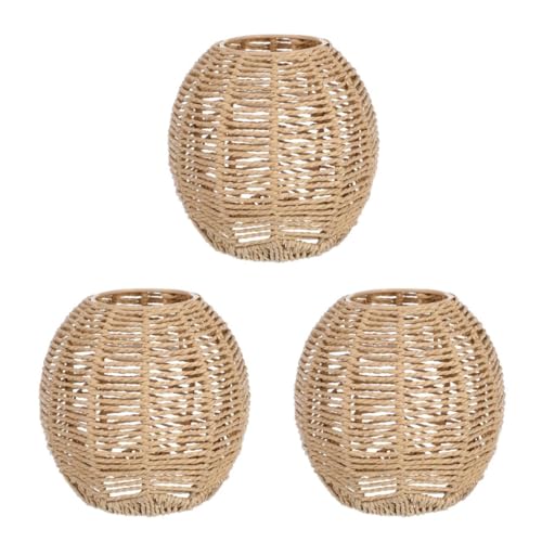 Angoily 3 Stücke Gewebt Lampenschirm Retro Rattan Gewebt Korb Decke...
