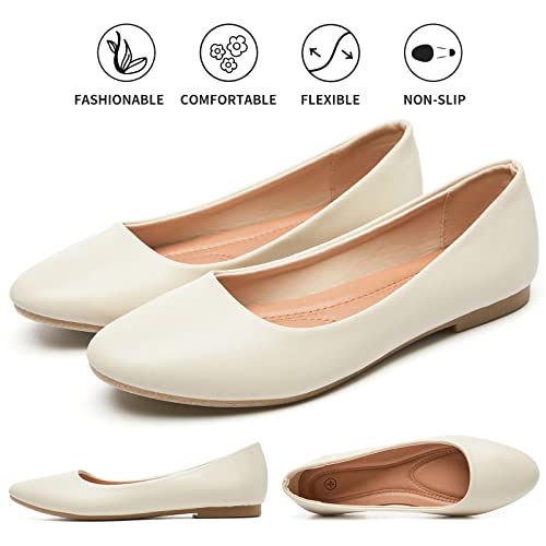 Image of Hash Bubbie Women's Flats Shoes Ballet Flats Dress Shoes Comfortable PU Leather Slip on Shoes for Women