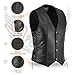 Leatherick Herren Premium Top Genarbt Rindsleder Klassische Motorradweste mit seitlichen Schnürungen schwarz Gr. 5XL, Schwarz