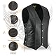 Leatherick Herren Premium Top Genarbt Rindsleder Klassische Motorradweste mit seitlichen Schnürungen schwarz Gr. 5XL, Schwarz