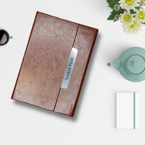 Image of Giftana Personalized Diary with Name, Customized Leather Notebook Diary with Magnetic Flip Lock, A5 Size, 192 Ruled Pages Office Diaries for Writing, New Year Corporate Gifts for Employee (Brown 5)