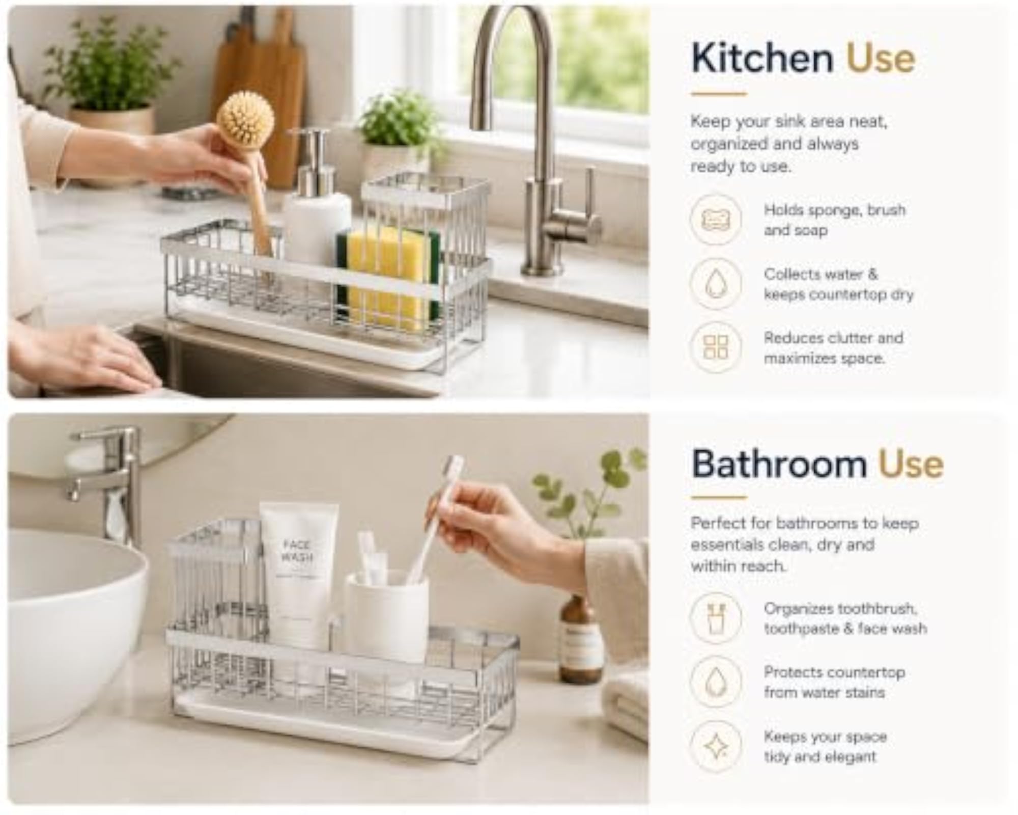Ultra Strong Stainless Steel Sink Organizer