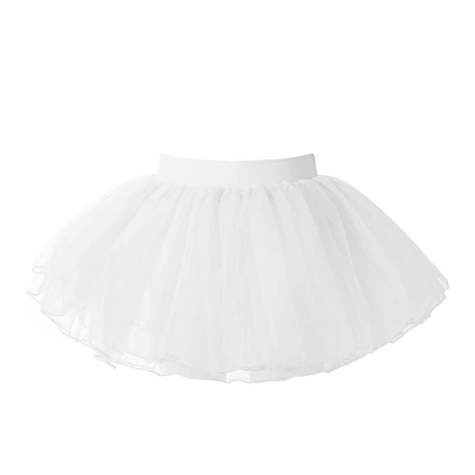 CHICTRYGirls' Solid Color 4 Layered Tulle Dance Skirt, Nylon, Polyester, S, L, XL