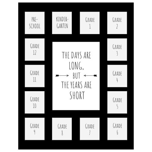 Vudeco School Picture Frame Pre-K 12-11X14" 15 Photos School Days Photo Collage-No Frame-Pre K School Kindergarten To 12Th Grade School Photo Book School Photo Frame K-12 Mat School Year Picture Album #TOP28