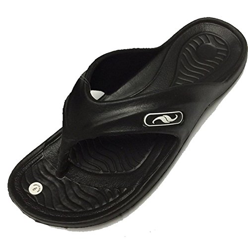 GEAR ONE Men's Rubber Sandal Comfortable Shower Beach Shoe Slip On Flip Flop (12 D(M) US, S-Black)