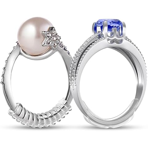 Ring Sizers for Loose Rings - 8 Easy-Clip Ring Adjusters and 6 Coil Adjusters - Ring Guards for Women and Men Cover