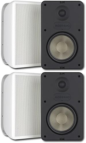 Pair Moderno M6 6-1/2" Indoor Outdoor Stereo Speakers White