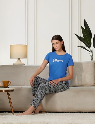 Image of Van Heusen Women's Printed Lounge Pants | Drawstrings & Side Pockets | Ultra Soft Fabric | Relaxed Fit | At home pyjamas | Everyday Comfort | Printed | Style 55306 | Available in Pack of 1 & 2