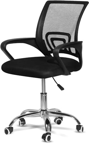 SKY-TOUCH Office Chair Breathable Mesh Computer Chair with Lumbar Support Height Adjustable Desk Chair with Armrest for Home Office Study - 49x56x95cm