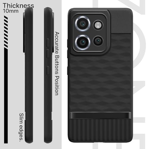 Image of Pikkme Back Cover for Moto Edge 50 Neo 5G Camera Protection 3D Hexa Cube Design Silicone Protective Bumper Case (Black)