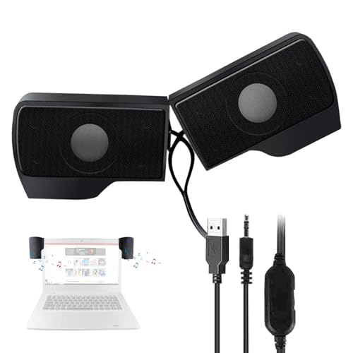 Altavoz de PC - altavoz USB para computadora de escritorio | Clip en mini altavoces de audio, barra de sonido estéreo | Portátiles 2.0 altavoces de volumen fuerte Dispositivo alimentado por USB para