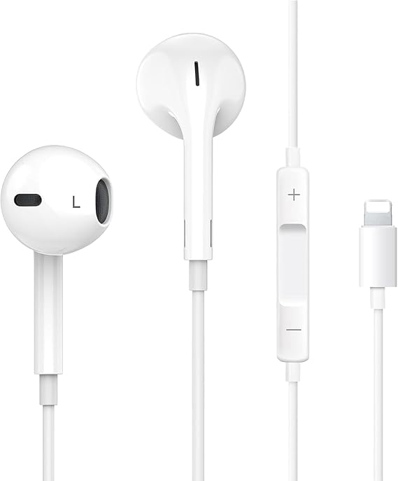 Everdigi Wired Headphones Earbuds with Lightning Connector (Built-in Microphone & Volume Control) Noise Canceling Isolating Headphones for iPhone 14/13/12/11/SE/X/XR/XS/8/7-1Pack
