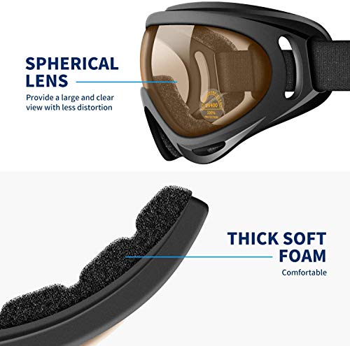 First Choose Anti-Glare Lenses, Ski Goggles, Winter Sport Snowboard Goggles with UV 400 Protection, Snowboard Goggles for Kids, Boys & Girls, Youth, Men & Women, Helmet, Wind Resistance (Transparent) - Thumbnail 6