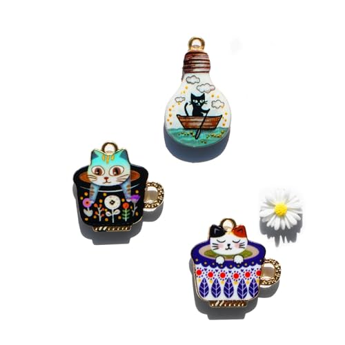 3Pcs Needle Keeper para Ponto Cruz, Costura Magnética Needle Keeper, Cute Cat Cartoon Esmalte Pin, N