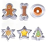 18Pcs Christmas Cookie Cutters-Holiday Cookie Cutters-430 Stainless Steel Biscuit Cutter for Baking-Gingerbread Man, Snowflake, Christmas Tree, Round, Star, Dog Bone