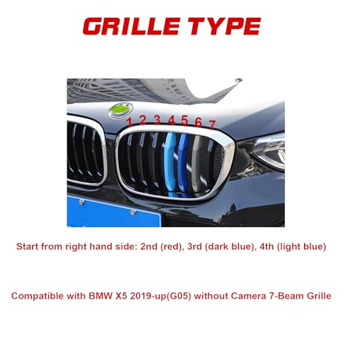 Image of x xotic tech Iconic 3-color Tri Grille Insert Trims Strips, Front Center Kidney Grilles Compatible with BMW G05 X5 2019-2023 W /O Night Vision Camera Option (7 Beams)