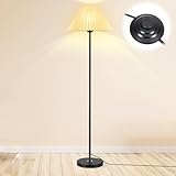 Luminária Piso Cúpula Cônica Abajur, Luminária de Chão, Abajur Chão com Poste de Luz de Metal Preto, luminária de chão Moderna com Lâmpada de 3 Temperaturas de Cor de 36V