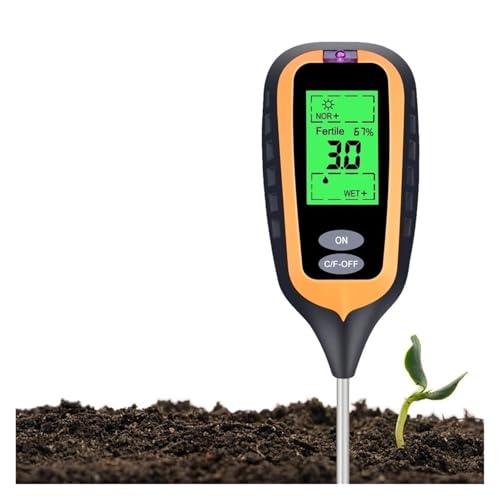 NGBFF Medidor ph Tierra, Medidor de Suelo 6 en 1: pH, Humedad, fertilidad, luz, Humedad y Temperatura, Detector for jardín.