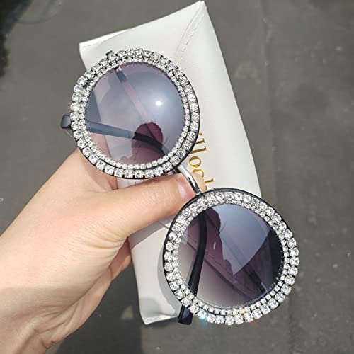 willochra round Rhinestone Sunglasses Women Fashion Diamond bling party Sun Glasses Crystal Disco Shades3