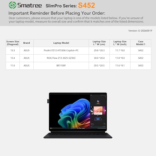 Image of Smatree SlimPro Laptop Case for 13.3 inch ASUS ProArt PZ13 HT5306