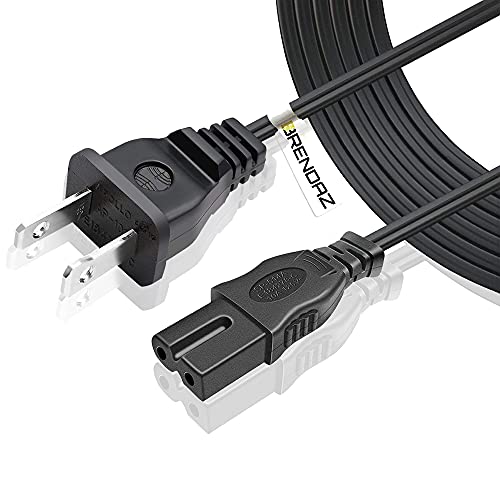 BRENDAZ Premium Quality Polarized Power Cord, 2-Slot Universal Power Cable Compatible with Vizio E-M-Series HDTV, Sharp, Sanyo, Philips, Emerson TV and More, UL Listed Power Cable 125V, 10A (6-FEET)