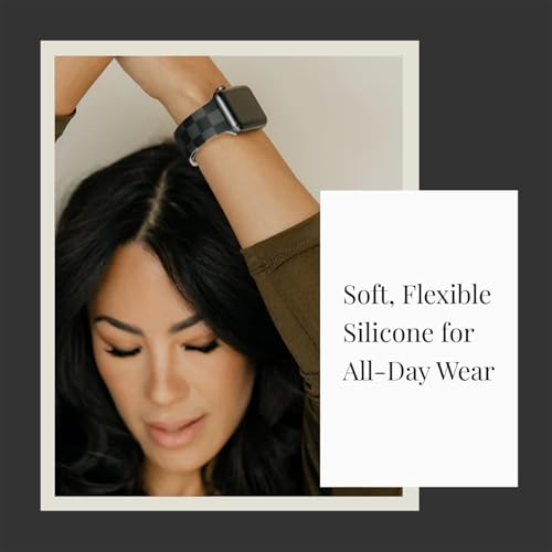 Walli Watch Band, Compatible with Apple Watch Bands SE & Series 10, 38mm/42mm, Stylish Silicone Strap for Everyday Wear- Midnight Check3