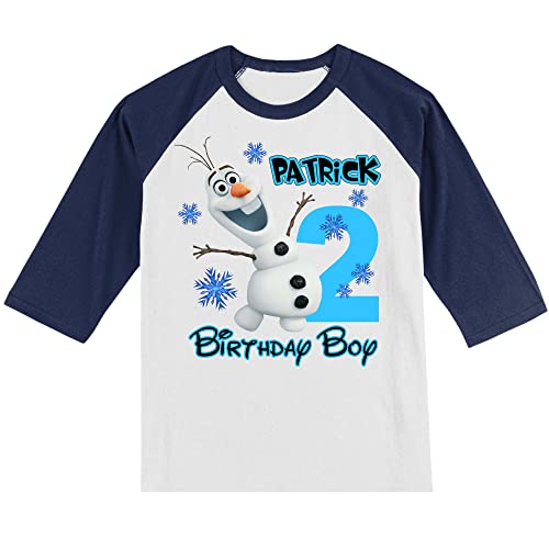 Personalized Enchanted Snowman Birthday Shirt | Handmade Decorated Shirt | Personalized with Name and Age | Unisex 3/4 Sleeve Raglan T-Shirt | #1090