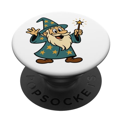 Image of Silly Wizard Fun Old Cartoon Style PopSockets Adhesive PopGrip