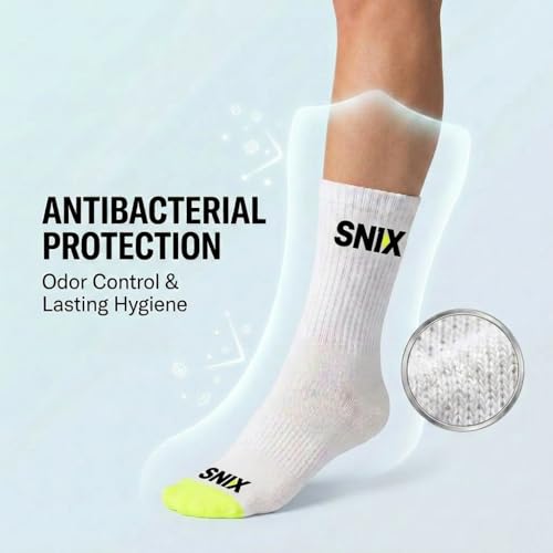 Image of SNIX Sportswear Athletic Ankle Socks, Men, White with Colour Accent, Cotton Blend