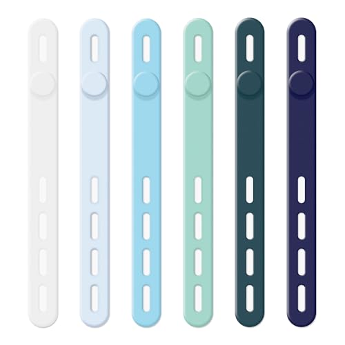 【6本セット・4穴調整・取付簡単】ケーブルクリップ コードクリップ ケーブルバンド コード まとめる ケーブルクリップ(アクアカラー,6本セット)