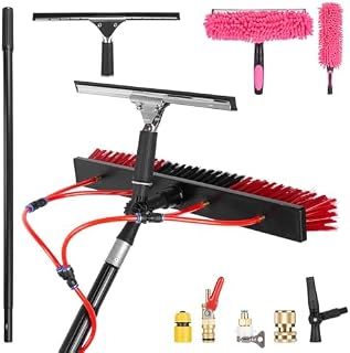 16.5ft/5m Water Fed Pole Kit, Solar Panel Cleaning & Squeegee Kit, Aluminum Extendable Pole, 22in Wide Brush, Bendable Dusting Brush, Outdoor Window Washing Equipment Tool