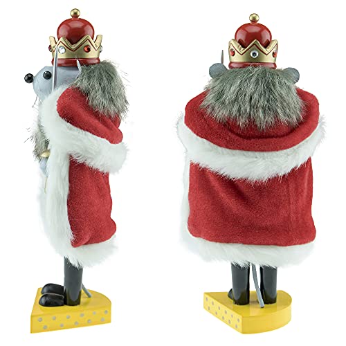 Merry Christmas Co. 10 Inch Traditional Wooden Nutcracker, Festive Holiday Tabletop Décor, Mouse King #TOP3