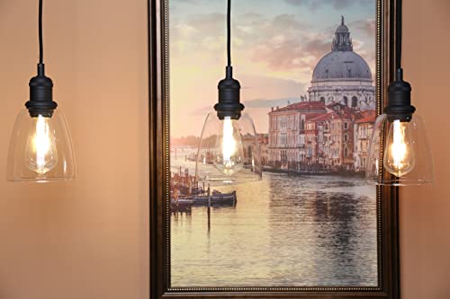 Yosoan Vintage Industrial Pendant Light, Head Hanging Semi Flush Mount Light Fixture Kitchen Ceiling Light Clear Seeded Glass Shade With Bathroom Porch Living Room Restaurants Hotels Bar (Black) #TOP5