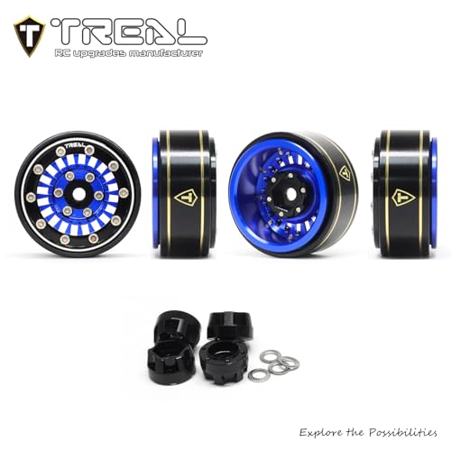 TREAL SCX24 1.0'' Beadlock Wheels (4-Pack) - Type C Blue Alloy Wheels for 1/24 Micro RC SCX24 Bronco, Gladiator, C10, Deadbolt - image 3
