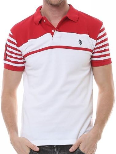 U.S. Polo Assn. Men's Slim Fit Chest Stripe Polo Shirt with Small Pony