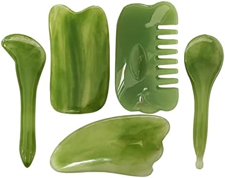 Goghbcns 5piece Set of GuaSha Scraping Massage Tools,Multifunctional Meridian Massage Tools,Used for SPA Acupuncture Therapy, Neck, Back, face, Leg Massage, Relieve Muscle Soreness
